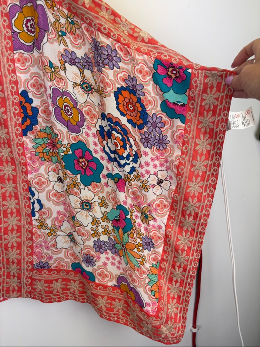 Tolani Patchwork Floral Kimono Jacket Boho Open Front Cropped Multicolor One Sz - Picture 5 of 9